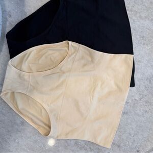 UNDEROUTFIT shapewear  high waisted panty brief NWOT (2) black and sand M